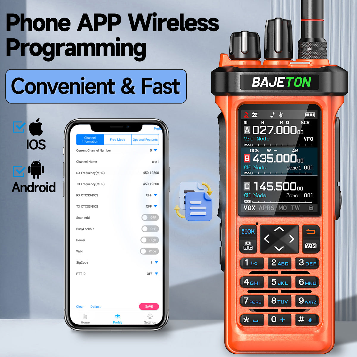BAJETON BJ-9000(Orange) Walkie Talkie CB/SSB/RX/HF Receiver with GPS APRS 10W Bluetooth Phone Programming Same RT-950 PRO RT -950 Radio