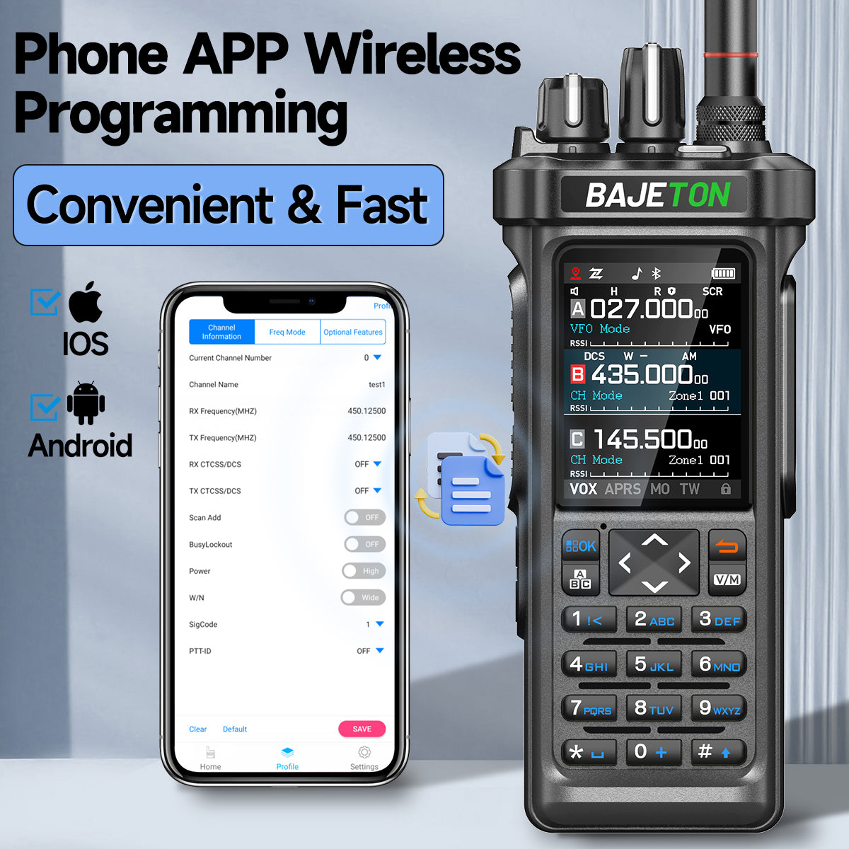 Bajeton BJ-9000 10W Ham Radio Walkie Talkie – 27MHz(RX/TX), AM/FM/USB/LSB/CW, GPS, APRS, Bluetooth, NOAA Weather Radio, Shortwave