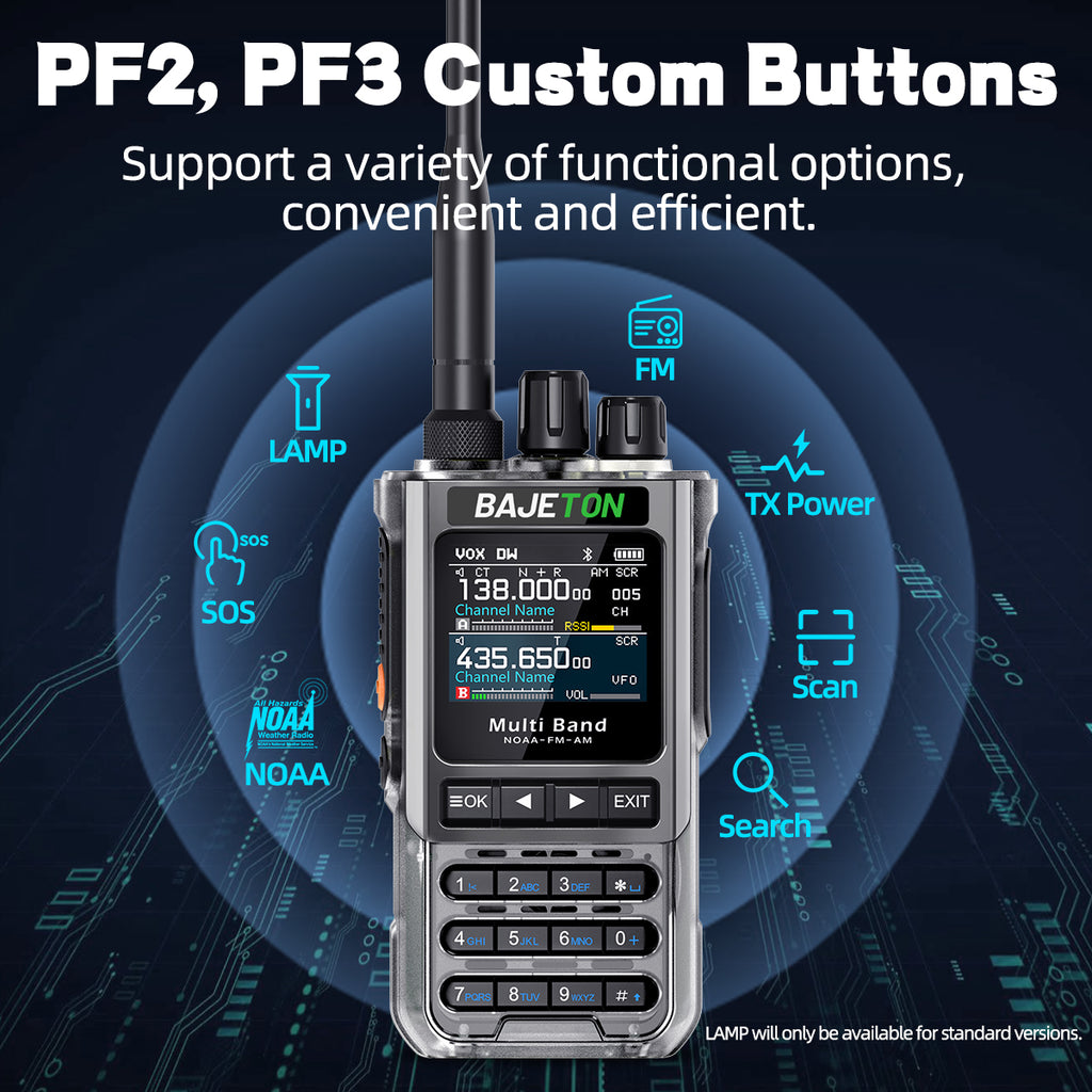 BAJETON BJ-8200 Walkie Talkie Full Band Bluetooth Phone Programming Long Range 10W Tri Power NoAA Noise Reduction Ham Radio
