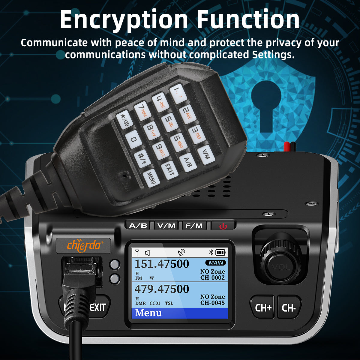 Chierda M520D DMR Mini Digital Mobile Radio 25W GPS Dual Band DTMF VHF UHF FM Bluetooth Long Range 300CH Walkie Talkie