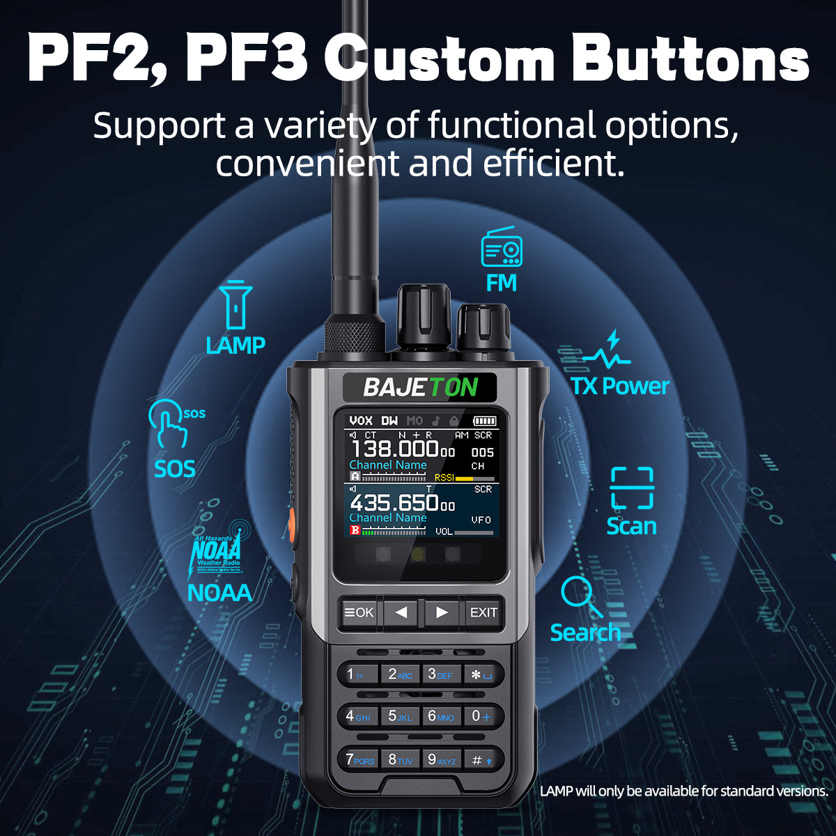 BAJETON BJ8200 Walkie Talkie Long Range Wireless Bluetooth Programming Type-c Flashlight Noise Reduction CB SW AM Ham Radio