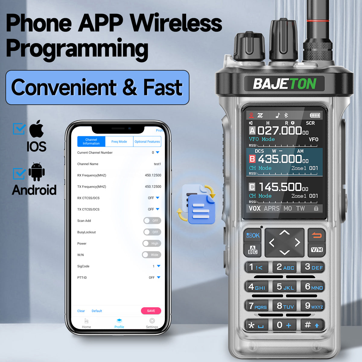 BAJETON BJ-9000(Transparent) GPS APRS Walkie Talkie 10W CB 27Mhz CB/SSB/HF Bluetooth Programming NOAA ShortWave For RT-950PRO RT-950 Radio