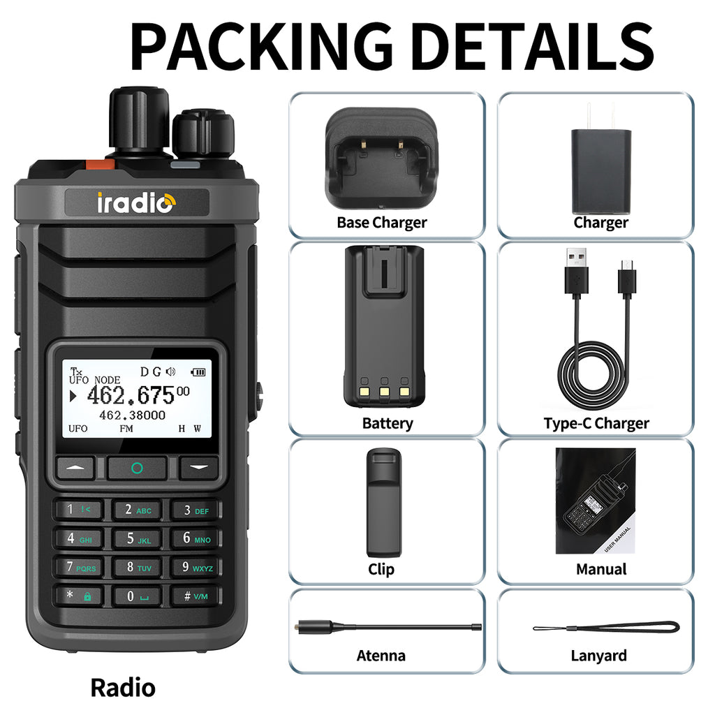 BAJETON DM-5000 DMR Walkie Talkie AES-256 Encryption Dual Time Slot Digital Analog SMS NOAA TYPE-C Charger For RT-4D Ham Radio