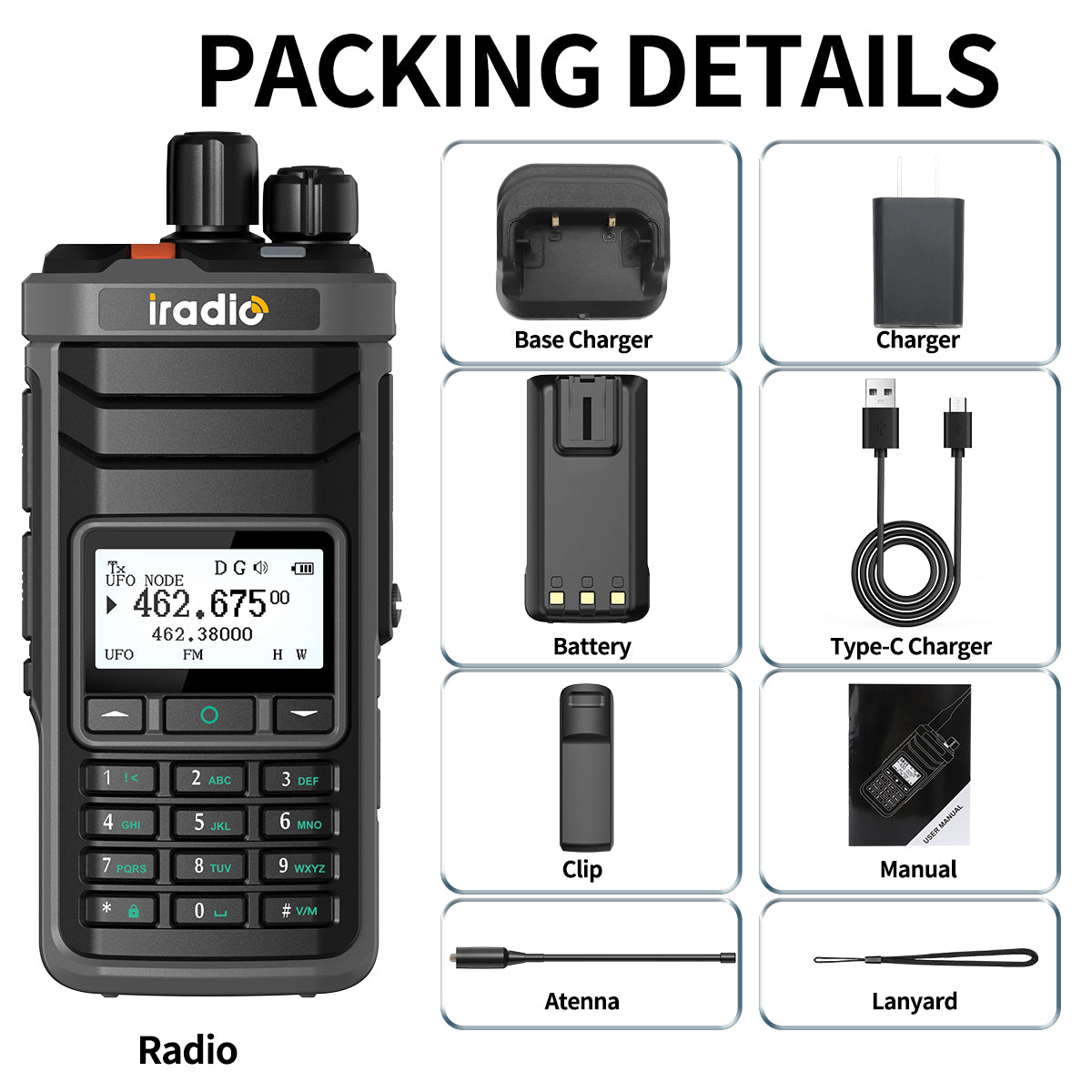 BAJETON DM-5000 DMR Walkie Talkie AES-256 Encryption Dual Time Slot Digital Analog SMS NOAA TYPE-C Charger For RT-4D Ham Radio