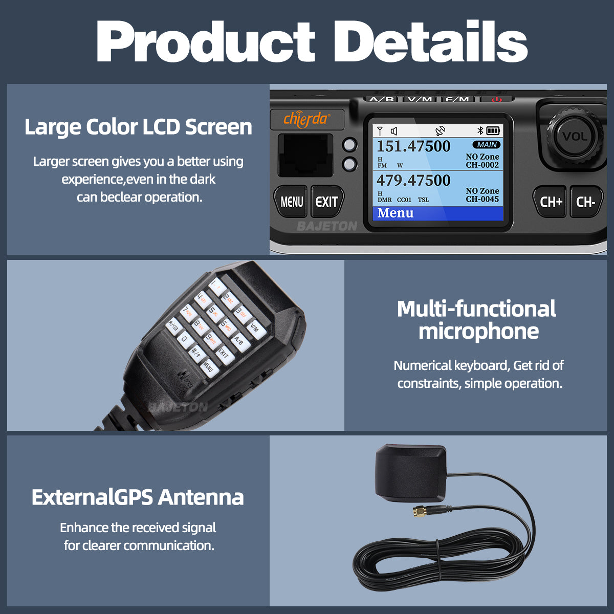 Chierda M520D DMR Mini Digital Mobile Radio 25W GPS Dual Band DTMF VHF UHF FM Bluetooth Long Range 300CH Walkie Talkie