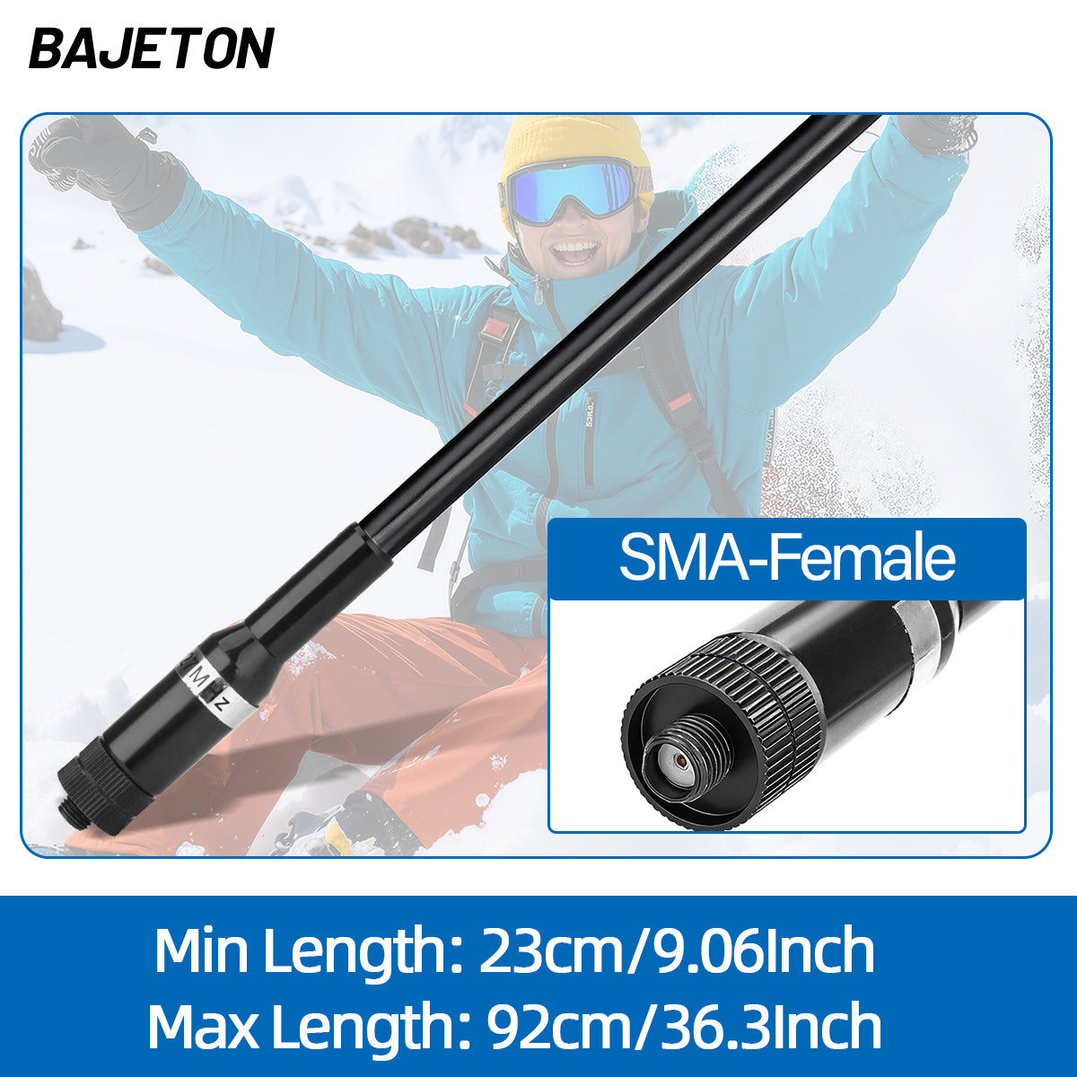 BAJETON CB Radio Antenna 27MHz SMA-Female Telescopic Walkie Talkie For BAJETON BJ-9000 BJ-7800 BJ-8300 Radtel RT-950PRO Radio