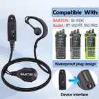 BAJETON Walkie Talkie Headphone Large PTT Button Mic Earpiece Headset Waterproof Plug Design For BJ-9000 RT-950 RT-950PRO Radio