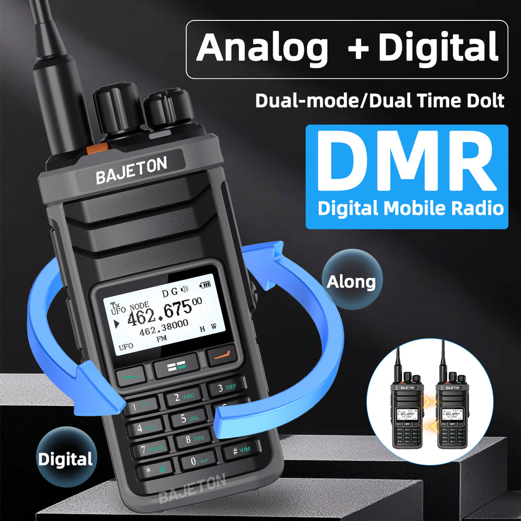 BAJETON DM-5000 DMR Walkie Talkie AES-256 Encryption Dual Time Slot Digital Analog SMS NOAA TYPE-C Charger For RT-4D Ham Radio