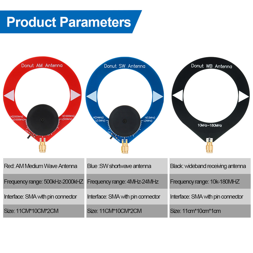 Mini Circle Donut Antenna SW AM/MW WB Medium Short Wave Broadband Receiving For UV-88 UV-98 PLUS BJ-7800 RT-860-860 RT-880