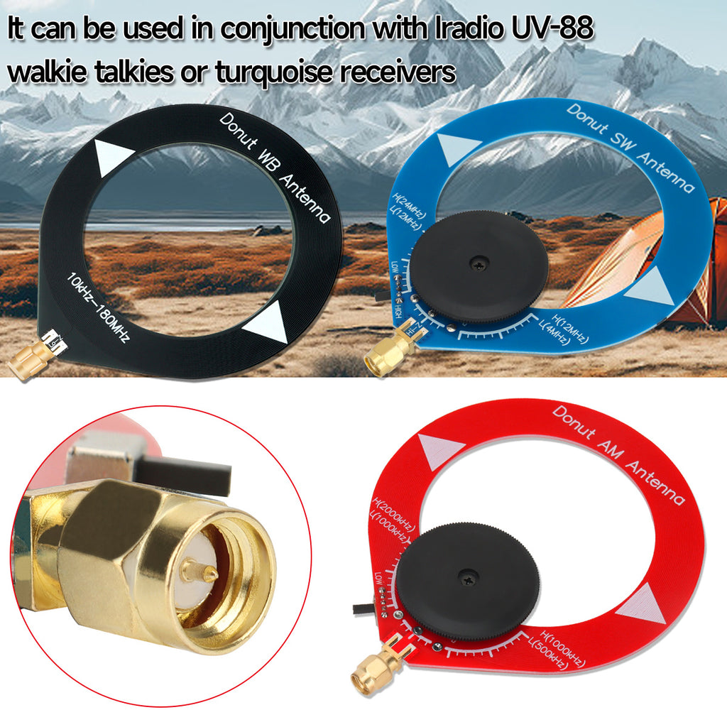 Mini Circle Donut Antenna SW AM/MW WB Medium Short Wave Broadband Receiving For UV-88 UV-98 PLUS BJ-7800 RT-860-860 RT-880
