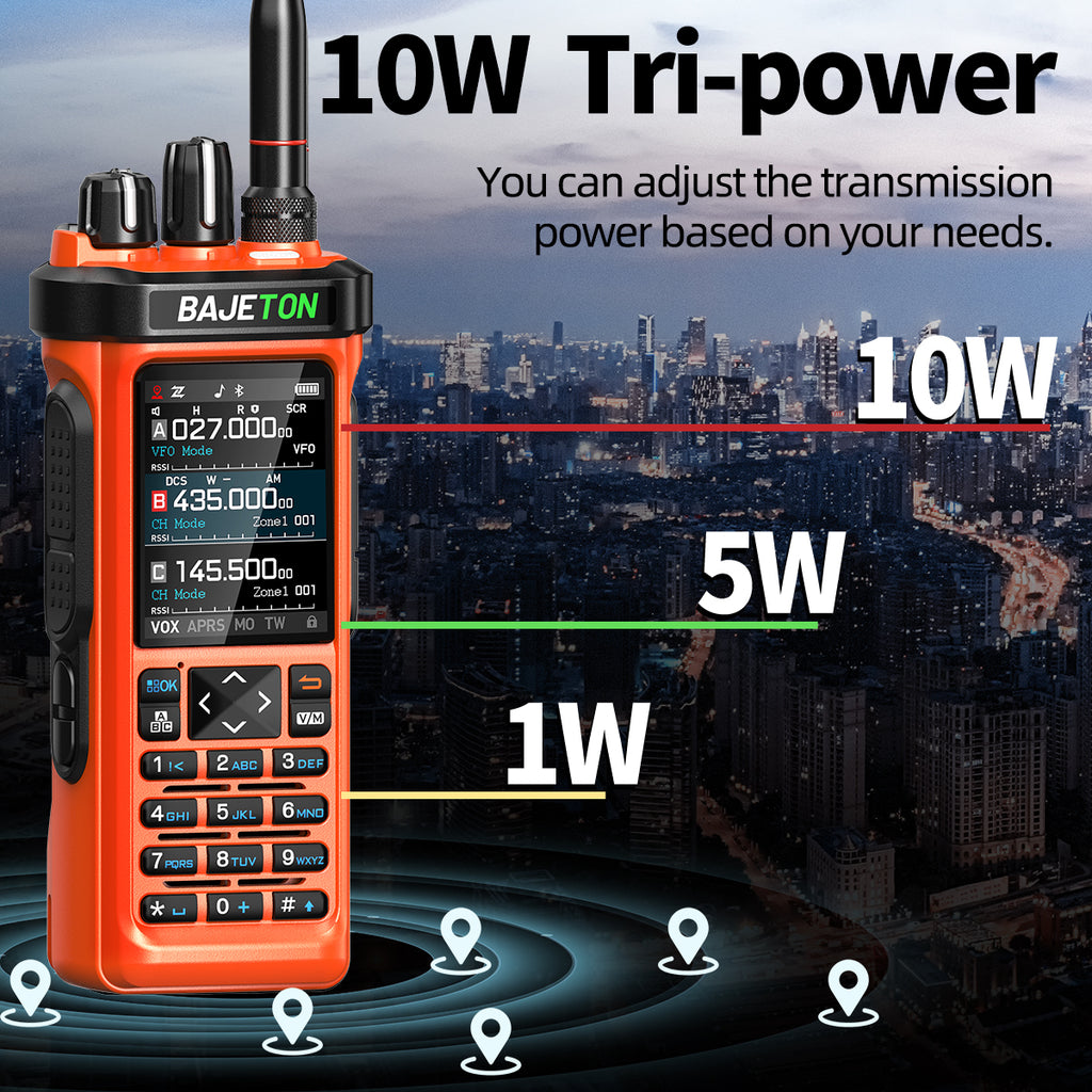 BAJETON BJ-9000(Orange) Walkie Talkie CB/SSB/RX/HF Receiver with GPS APRS 10W Bluetooth Phone Programming Same RT-950 PRO RT -950 Radio