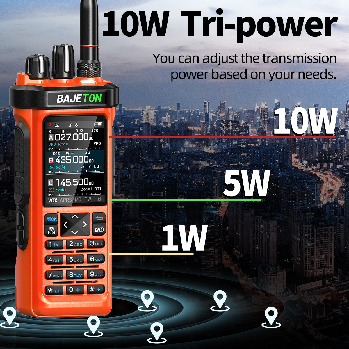 BAJETON BJ-9000(Orange) Walkie Talkie CB/SSB/RX/HF Receiver with GPS APRS 10W Bluetooth Phone Programming Same RT-950 PRO RT -950 Radio