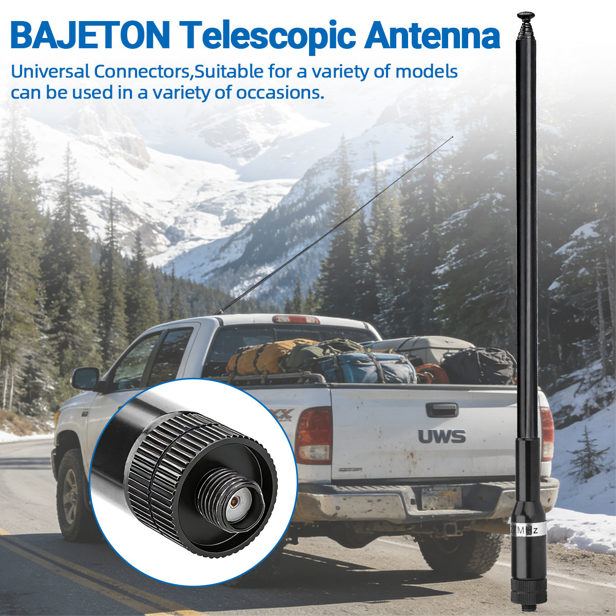 BAJETON CB Radio Antenna 27MHz SMA-Female Telescopic Walkie Talkie For BAJETON BJ-9000 BJ-7800 BJ-8300 Radtel RT-950PRO Radio