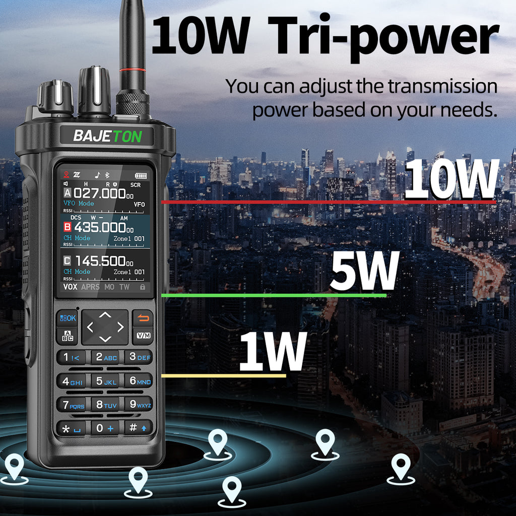 Bajeton BJ-9000 10W Ham Radio Walkie Talkie – 27MHz(RX/TX), AM/FM/USB/LSB/CW, GPS, APRS, Bluetooth, NOAA Weather Radio, Shortwave