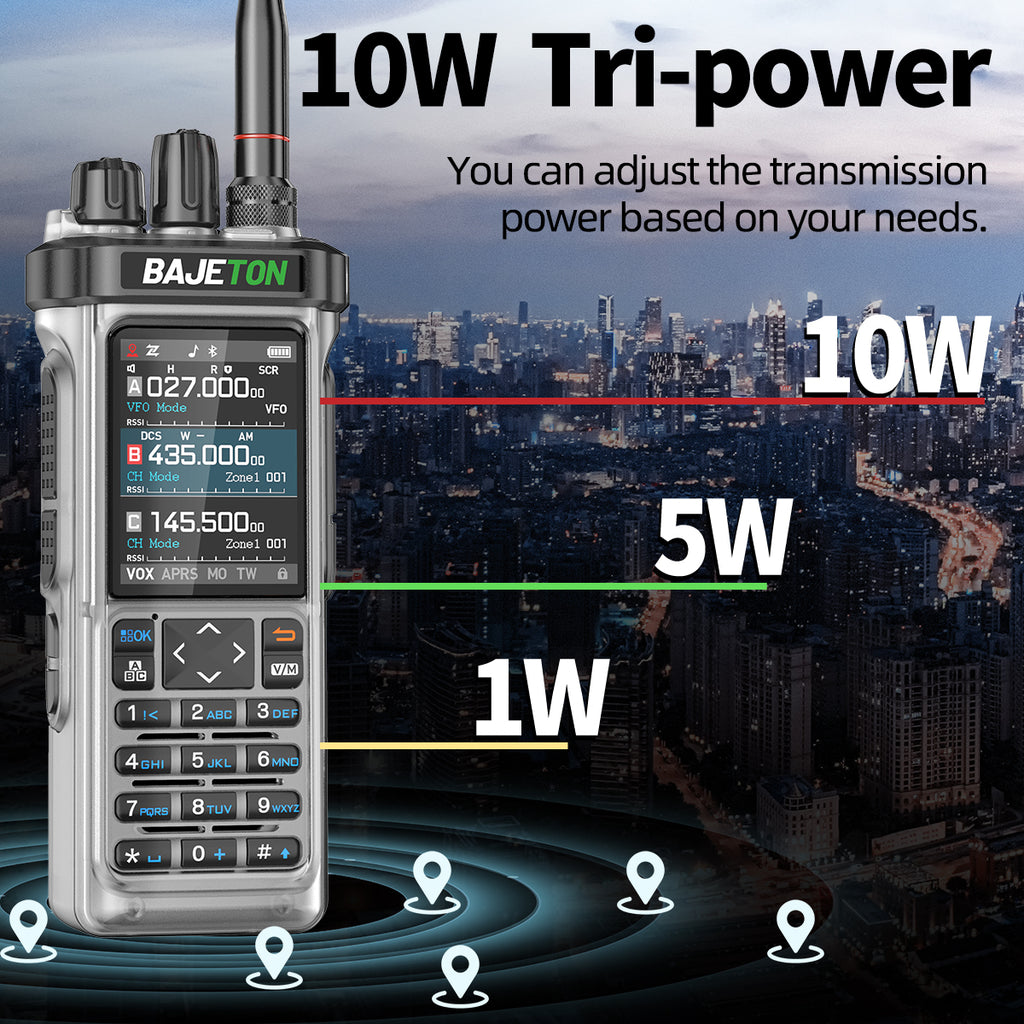 BAJETON BJ-9000(Transparent) GPS APRS Walkie Talkie 10W CB 27Mhz CB/SSB/HF Bluetooth Programming NOAA ShortWave For RT-950PRO RT-950 Radio