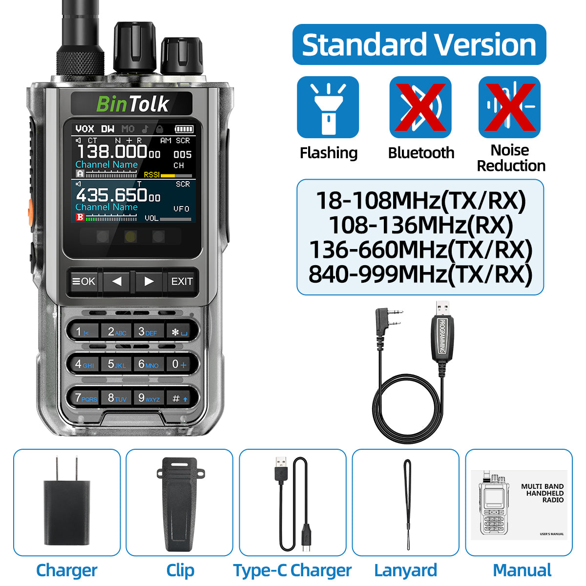 BAJETON BJ-8200 Walkie Talkie Full Band Bluetooth Phone Programming Long Range 10W Tri Power NoAA Noise Reduction Ham Radio