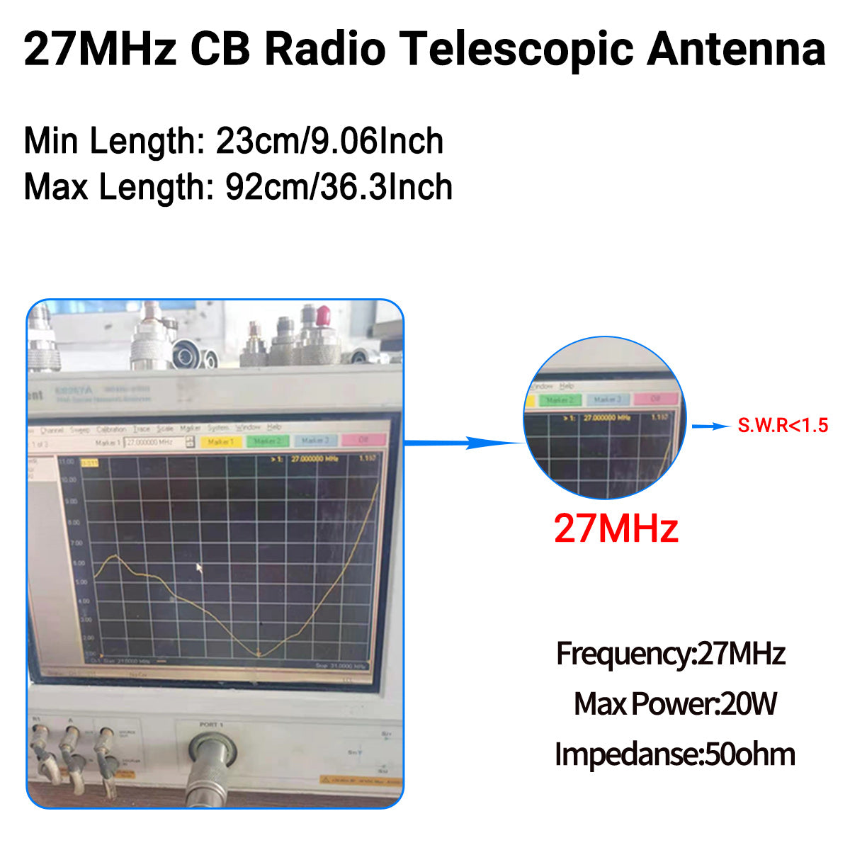 BAJETON CB Radio Antenna 27MHz SMA-Female Telescopic Walkie Talkie For BAJETON BJ-9000 BJ-7800 BJ-8300 Radtel RT-950PRO Radio