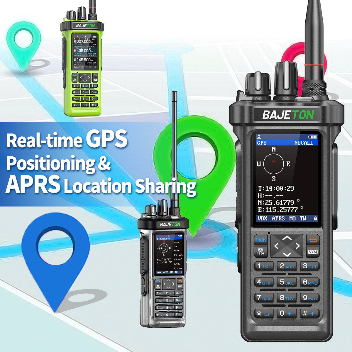 Bajeton BJ-9000 10W Ham Radio Walkie Talkie – 27MHz(RX/TX), AM/FM/USB/LSB/CW, GPS, APRS, Bluetooth, NOAA Weather Radio, Shortwave