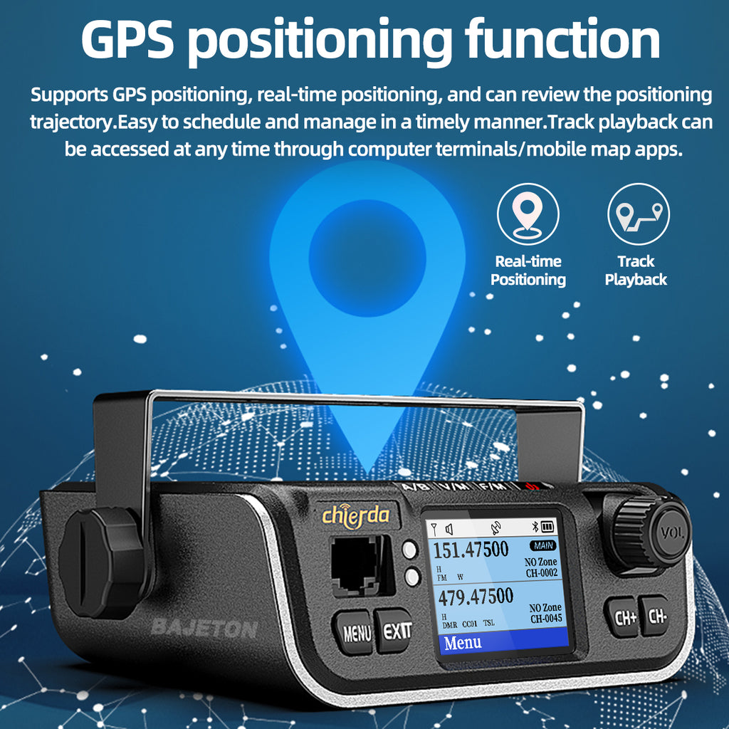 Chierda M520D DMR Mini Digital Mobile Radio 25W GPS Dual Band DTMF VHF UHF FM Bluetooth Long Range 300CH Walkie Talkie