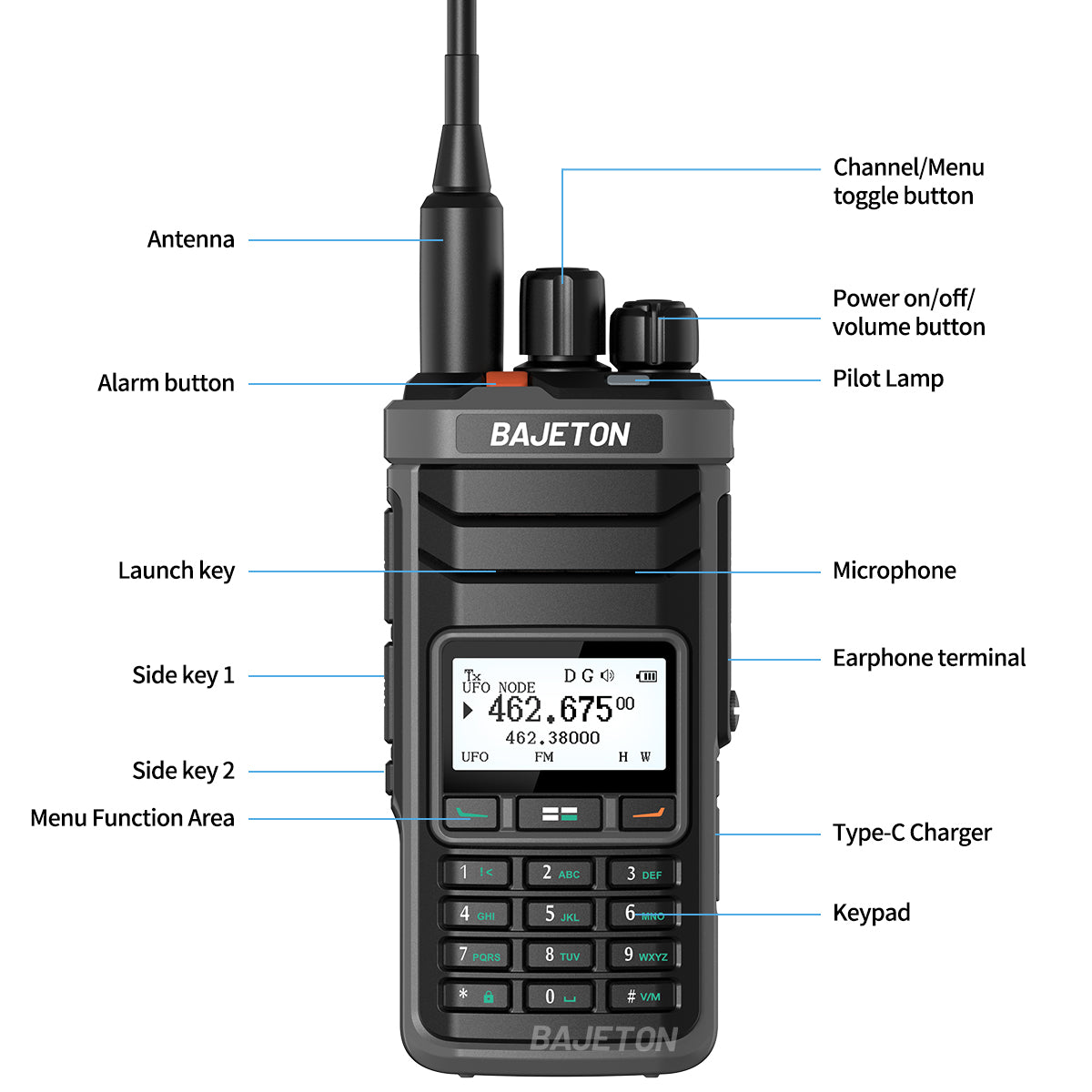 BAJETON DM-5000 DMR Walkie Talkie AES-256 Encryption Dual Time Slot Digital Analog SMS NOAA TYPE-C Charger For RT-4D Ham Radio