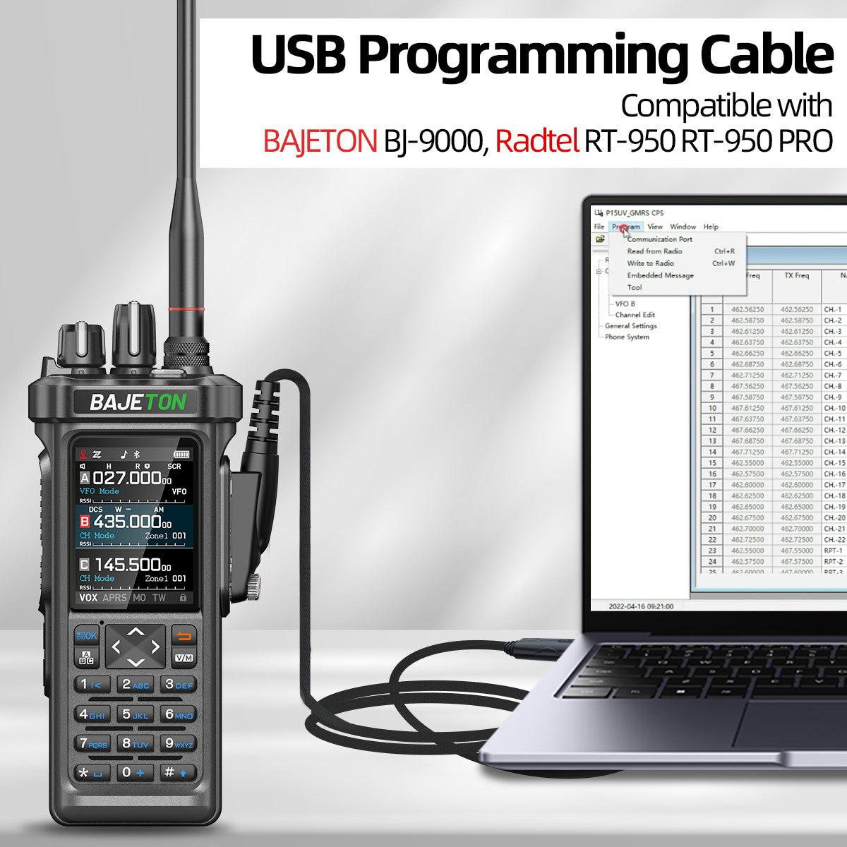 BAJETON Original USB Programming Cable For Bajeton BJ-9000 Radtel RT-950 RT-950 PRO Ham Radio
