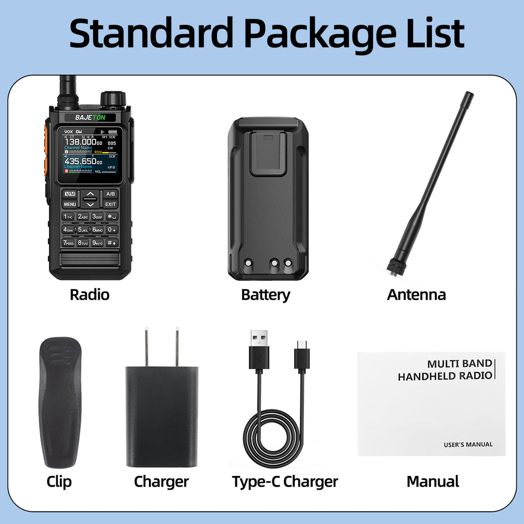 BAJETON BJ7700 Walkie Talkie Multi Band Wireless Bluetooth Phone Programming Noise Reduction AM FM Ham Radio For Camping BJ8200