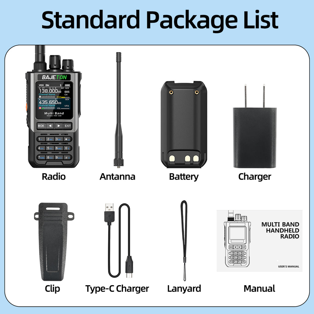 BAJETON BJ8200 Walkie Talkie Long Range Wireless Bluetooth Programming Type-c Flashlight Noise Reduction CB SW AM Ham Radio