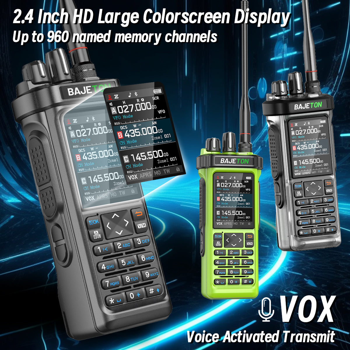 Bajeton BJ-9000 10W Ham Radio Walkie Talkie – 27MHz(RX/TX), AM/FM/USB/LSB/CW, GPS, APRS, Bluetooth, NOAA Weather Radio, Shortwave