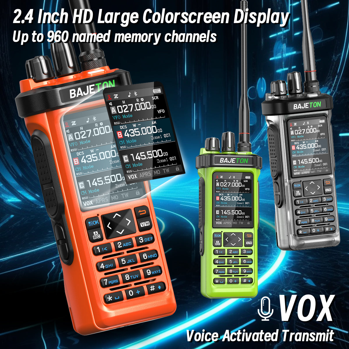 BAJETON BJ-9000(Orange) Walkie Talkie CB/SSB/RX/HF Receiver with GPS APRS 10W Bluetooth Phone Programming Same RT-950 PRO RT -950 Radio