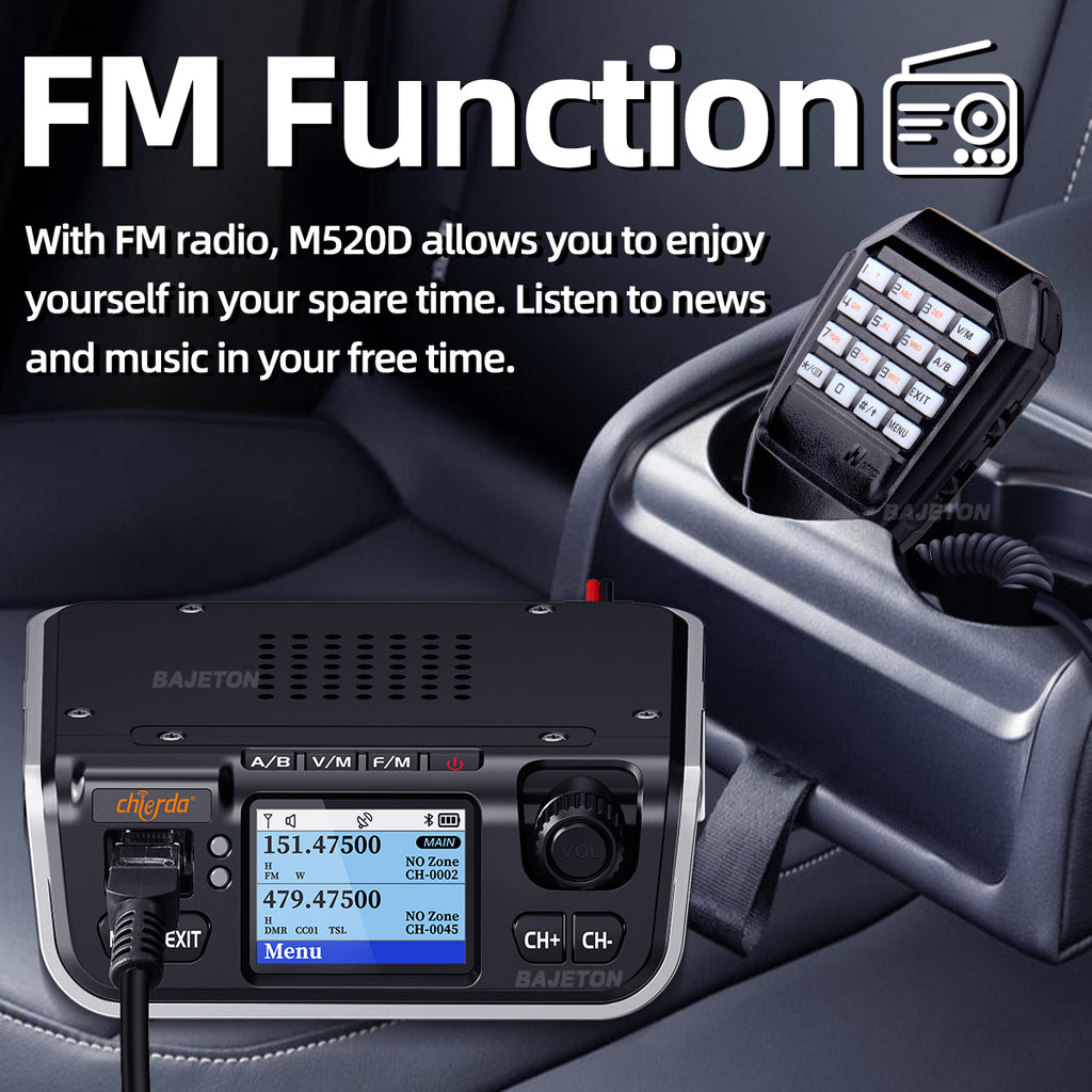 Chierda M520D DMR Mini Digital Mobile Radio 25W GPS Dual Band DTMF VHF UHF FM Bluetooth Long Range 300CH Walkie Talkie